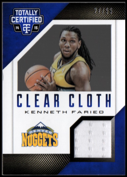 2014-15 Totally Certified Clear Cloth Jerseys Blue #75 Kenneth Faried/99