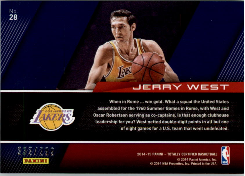 2014-15 Totally Certified Great American Heroes #28 Jerry West back image