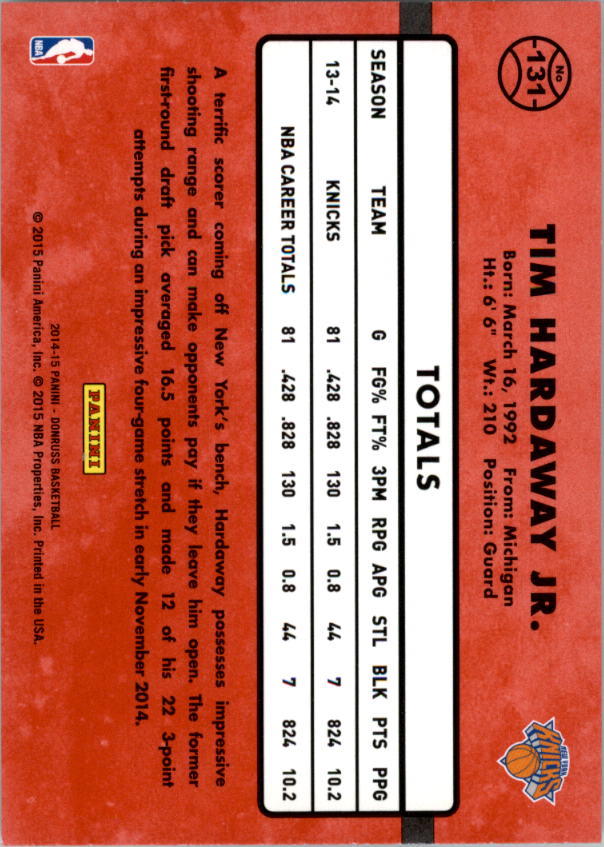 2014-15 Donruss #131 Tim Hardaway Jr. back image