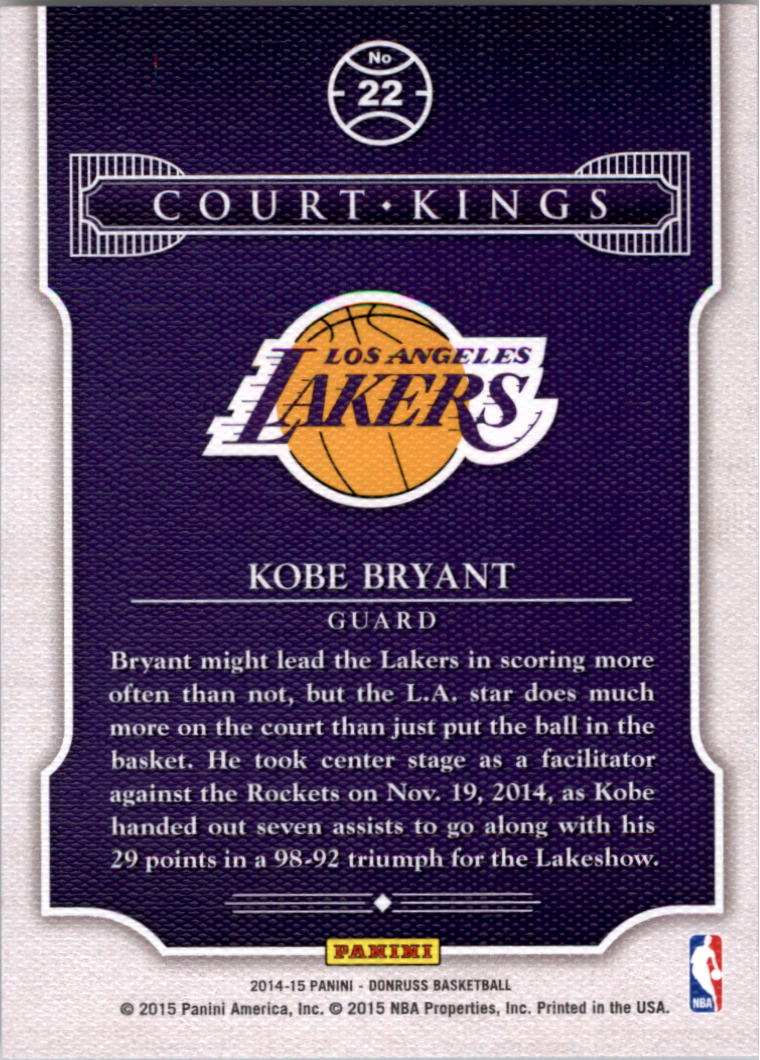 2014-15 Donruss Court Kings #22 Kobe Bryant back image