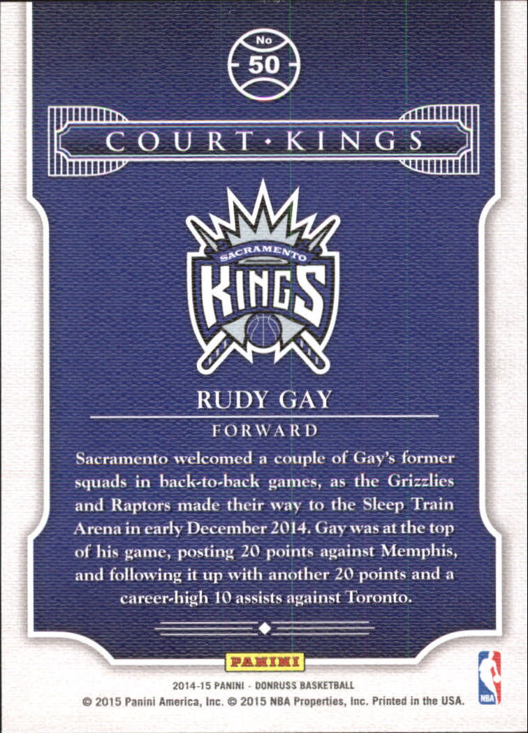2014-15 Donruss Court Kings #50 Rudy Gay back image