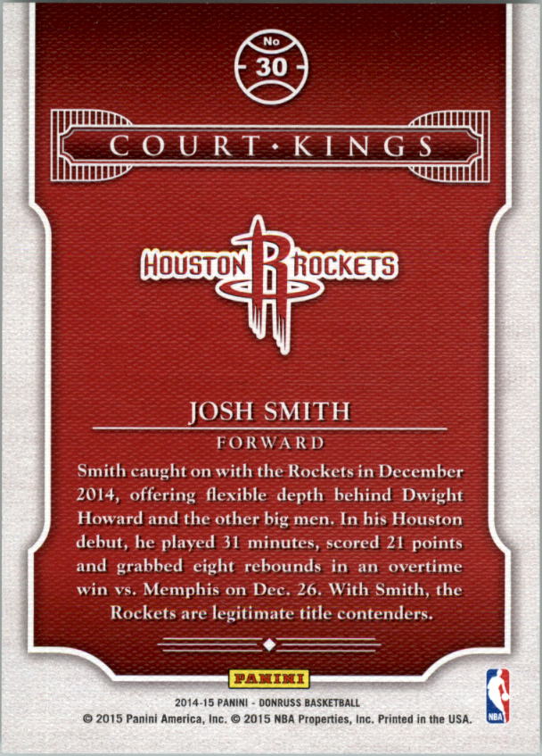 2014-15 Donruss Court Kings Press Proofs Blue #30 Josh Smith back image