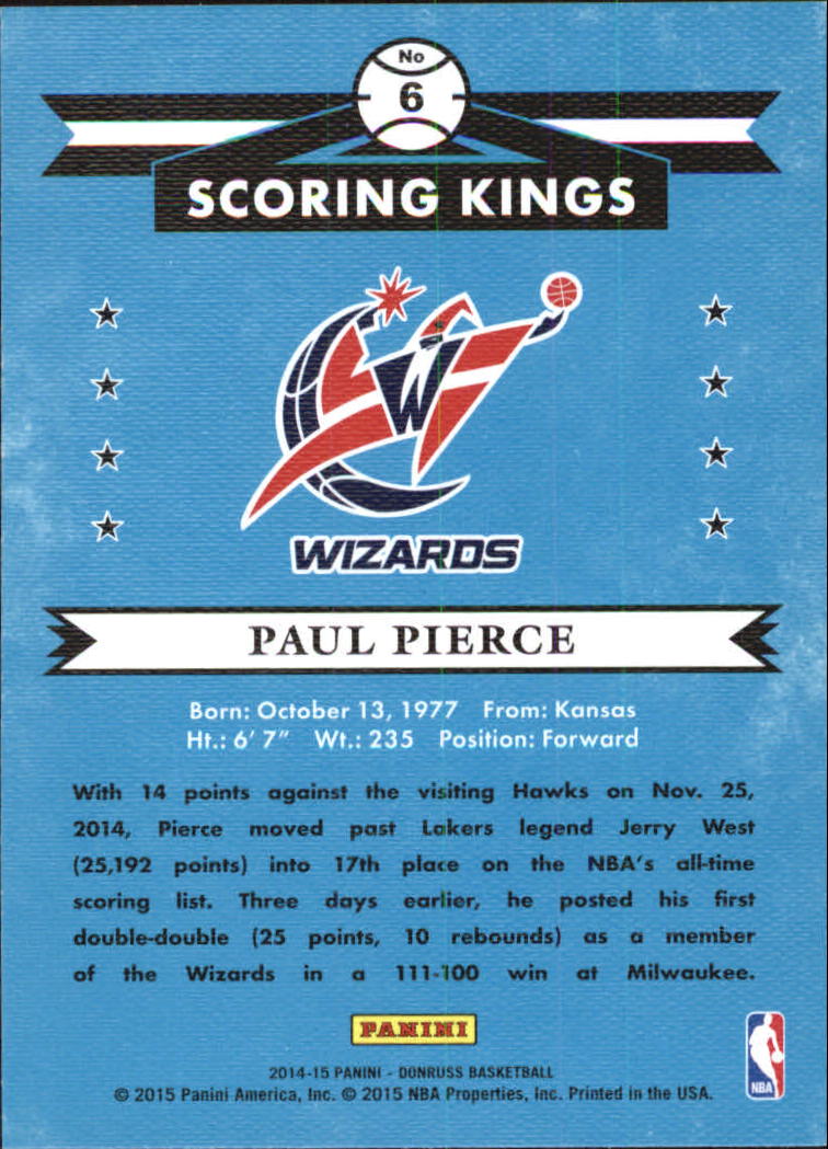 2014-15 Donruss Scoring Kings #6 Paul Pierce back image