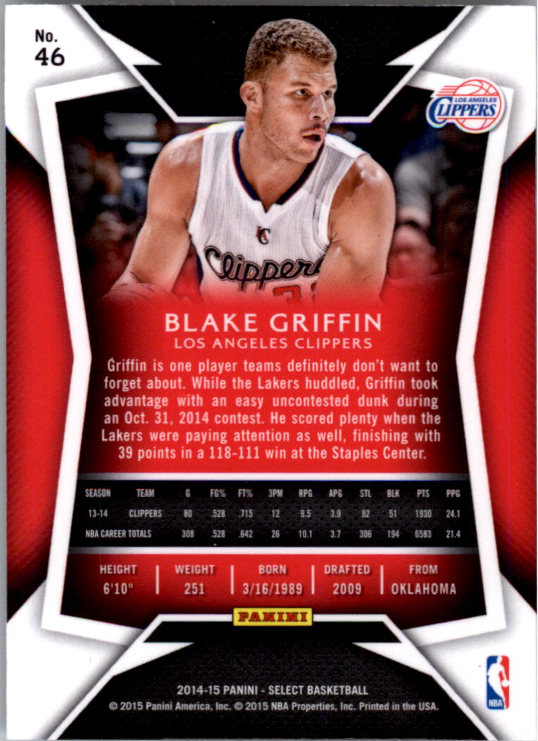 2014-15 Select #46 Blake Griffin CON back image