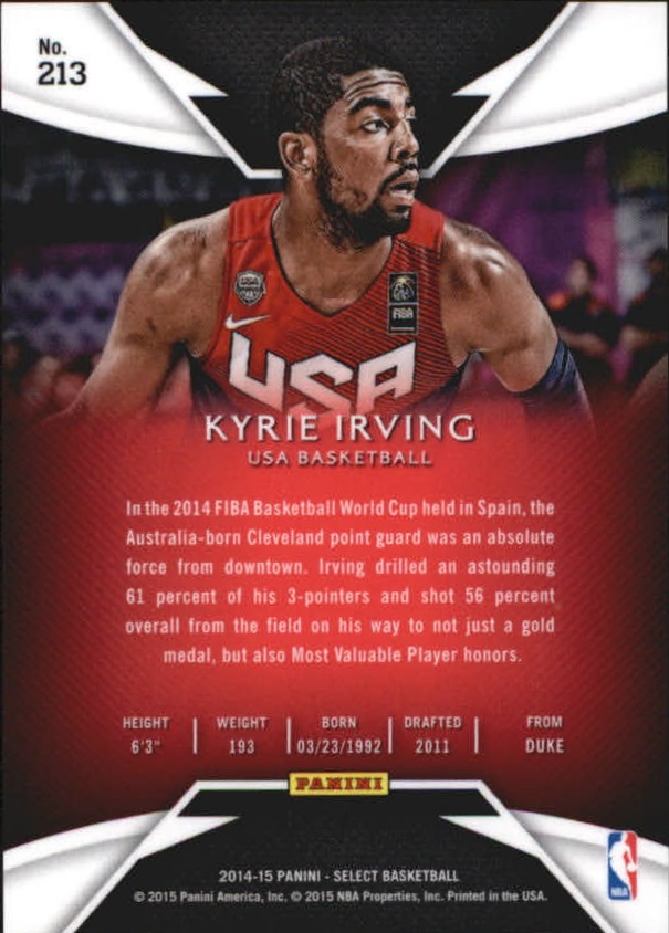 2014-15 Select #213 Kyrie Irving COU back image