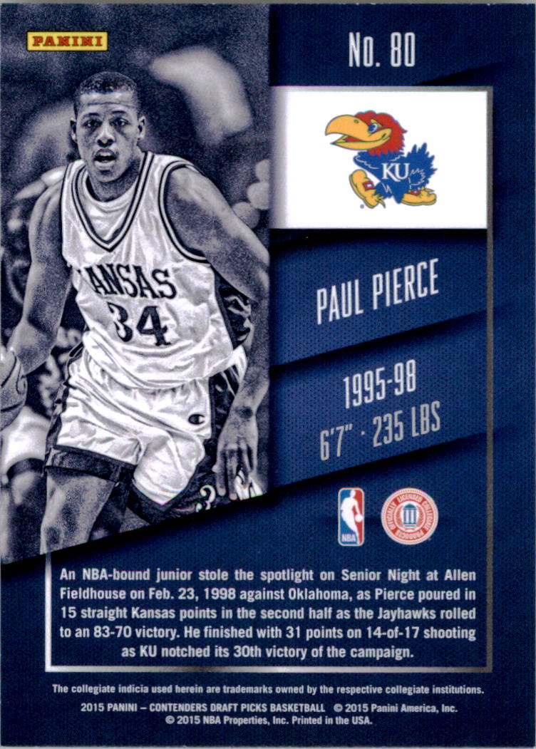 2015-16 Panini Contenders Draft Picks #80 Paul Pierce back image