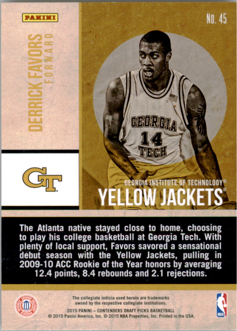 2015-16 Panini Contenders Draft Picks Old School Colors #45 Derrick Favors  - NM-MT - Josing4 Cards | Beckett Marketplace