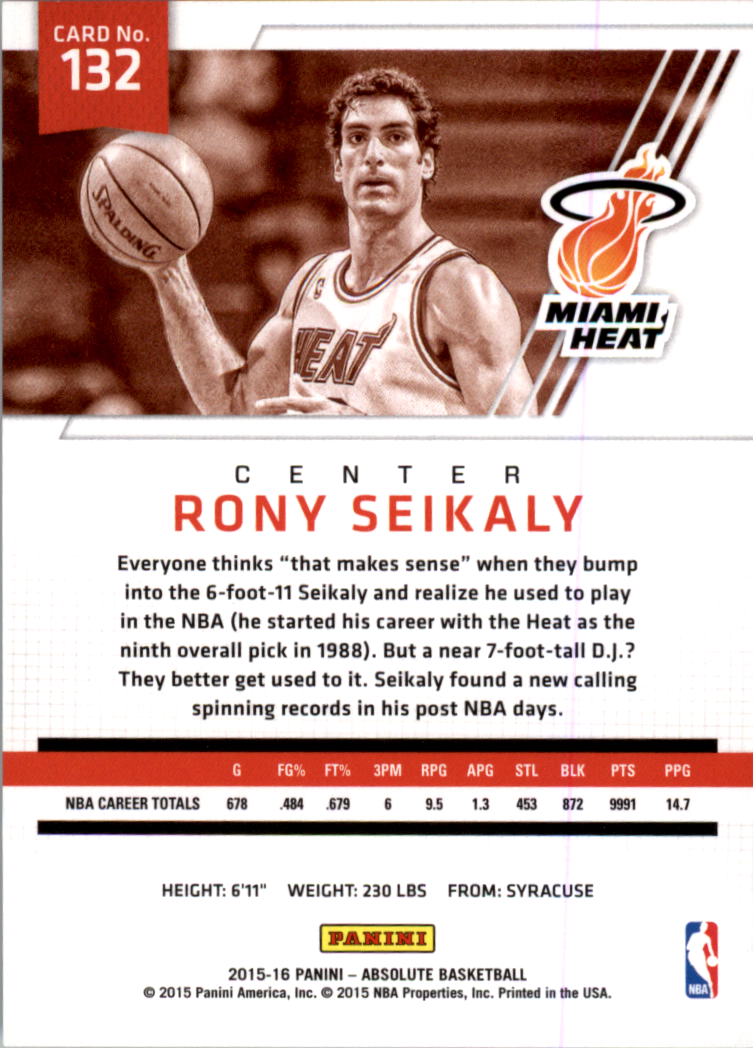 2015-16 Absolute Memorabilia #132 Rony Seikaly back image