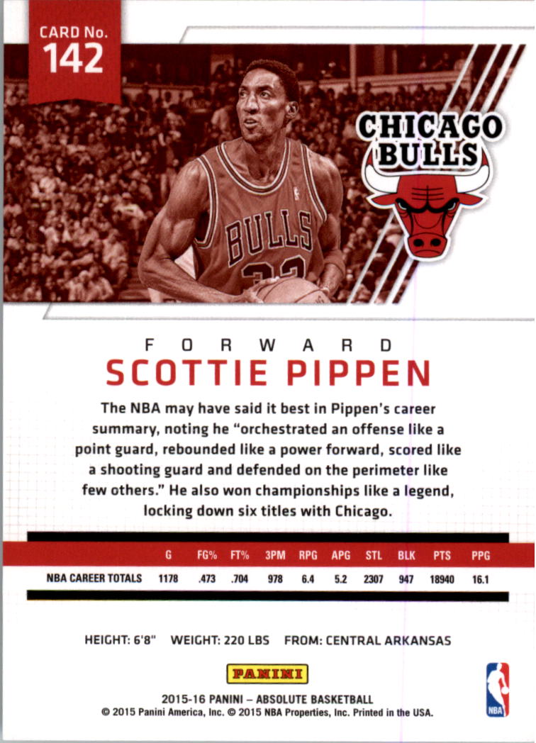 2015-16 Absolute Memorabilia #142 Scottie Pippen back image