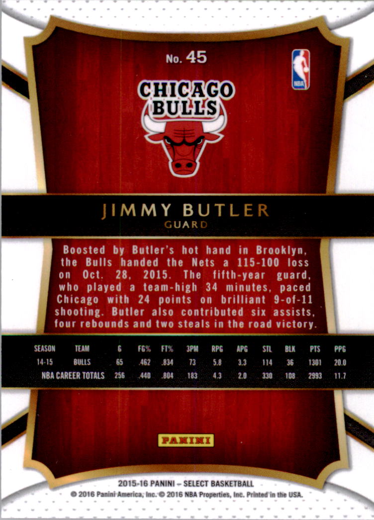2015-16 Select #45 Jimmy Butler CON back image