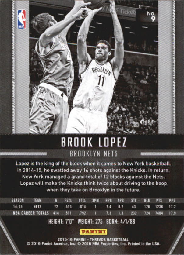 A0774- 2015-16 Panini Threads BK #S 1-331 + Einsätze -du Pick- 15 + Gratis US - Bild 19 von 386