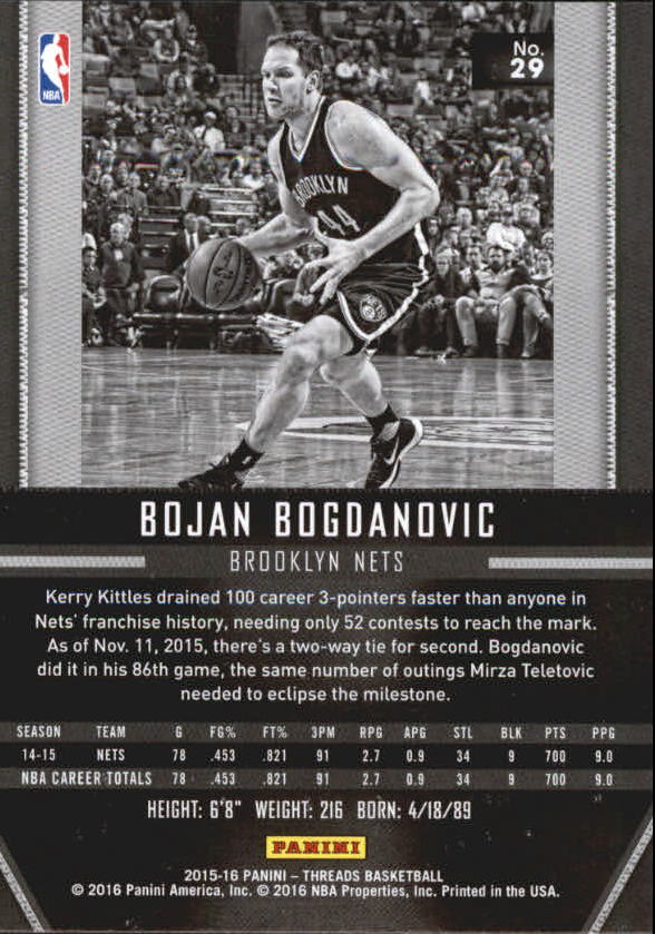 A0774- 2015-16 Panini Threads BK #S 1-331 + Einsätze -du Pick- 15 + Gratis US - Bild 59 von 386