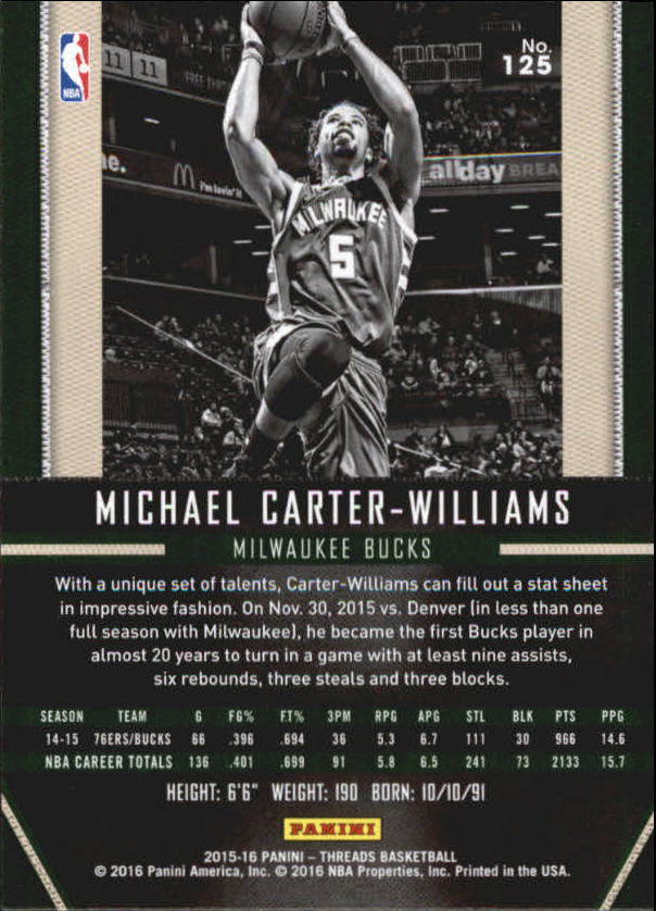 A0774- 2015-16 Panini Threads BK #S 1-331 + Einsätze -du Pick- 15 + Gratis US - Bild 249 von 386