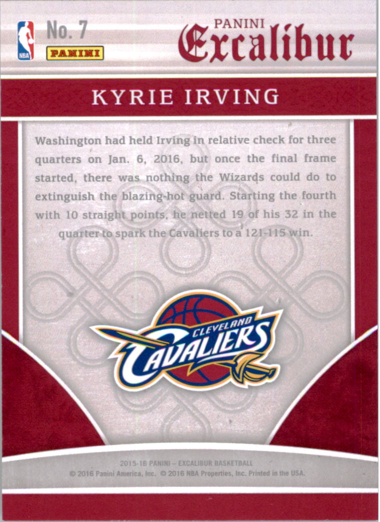 2015-16 Panini Excalibur Team Titans #7 Kyrie Irving back image
