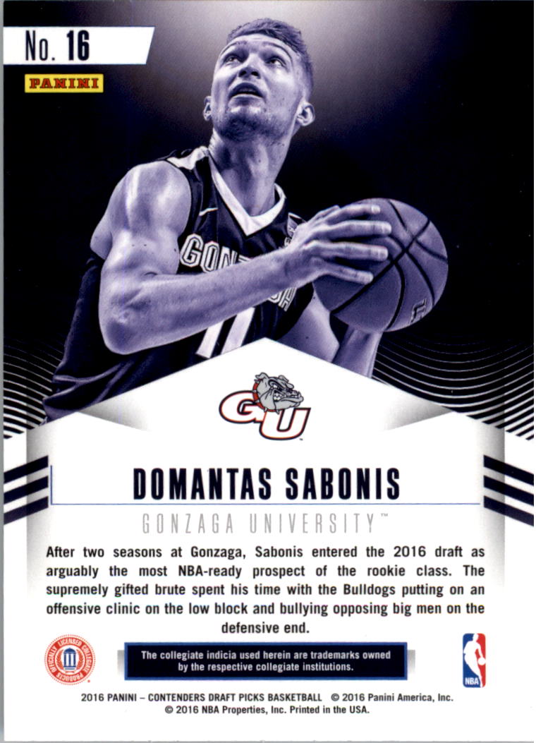 2016-17 Panini Contenders Draft Picks Class Reunion #16 Domantas Sabonis back image