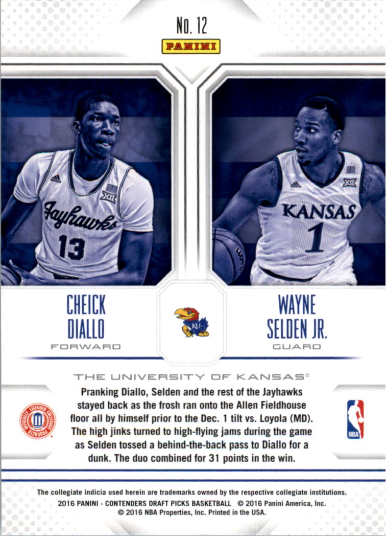 2016-17 Panini Contenders Draft Picks Collegiate Connections #12 Cheick Diallo/Wayne Selden Jr. back image