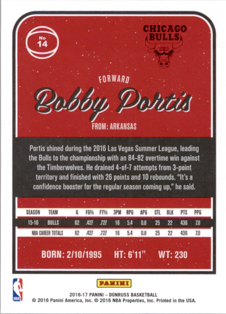 2016-17 Donruss #14 Bobby Portis back image