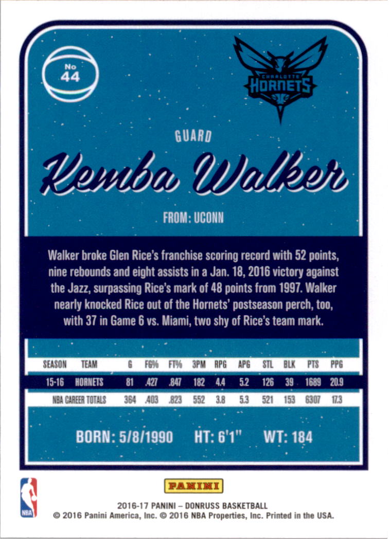 2016-17 Donruss #44 Kemba Walker back image