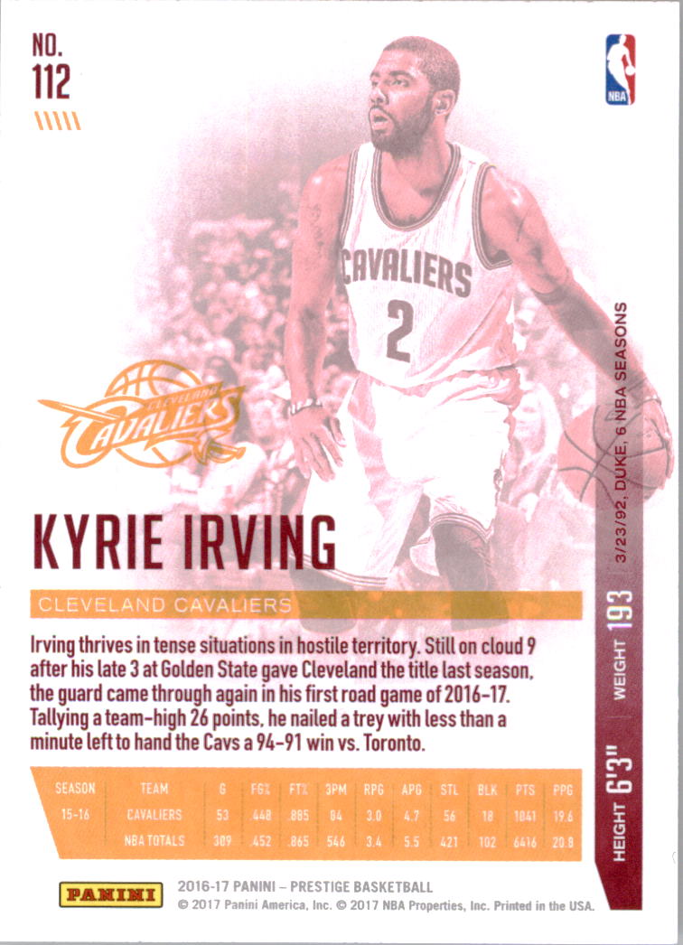 2016-17 Prestige #112 Kyrie Irving back image