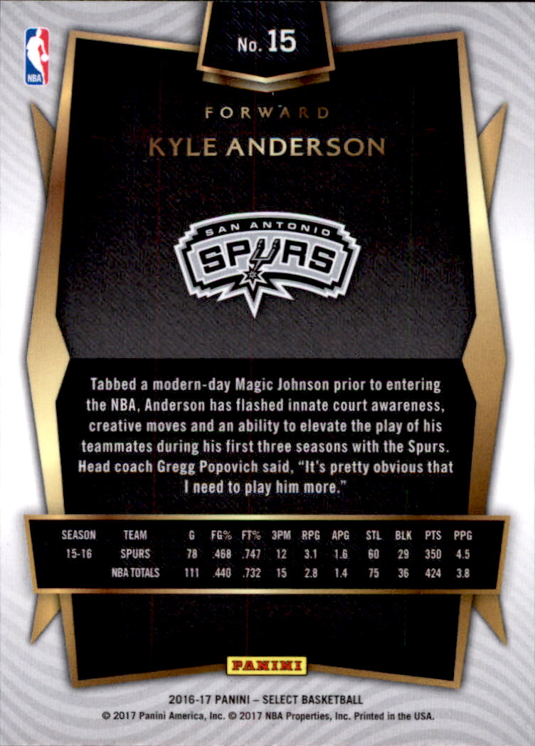 2016-17 Select Basketball Card Pick (Base) - Picture 27 of 333