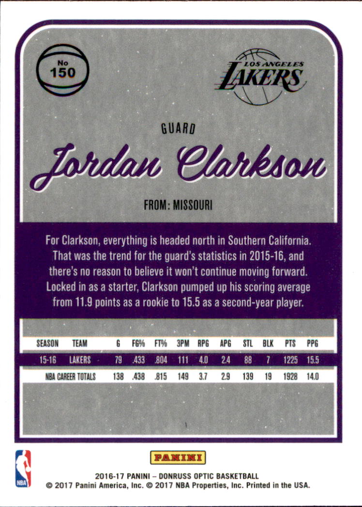 2016-17 Donruss Optic #150 Jordan Clarkson back image
