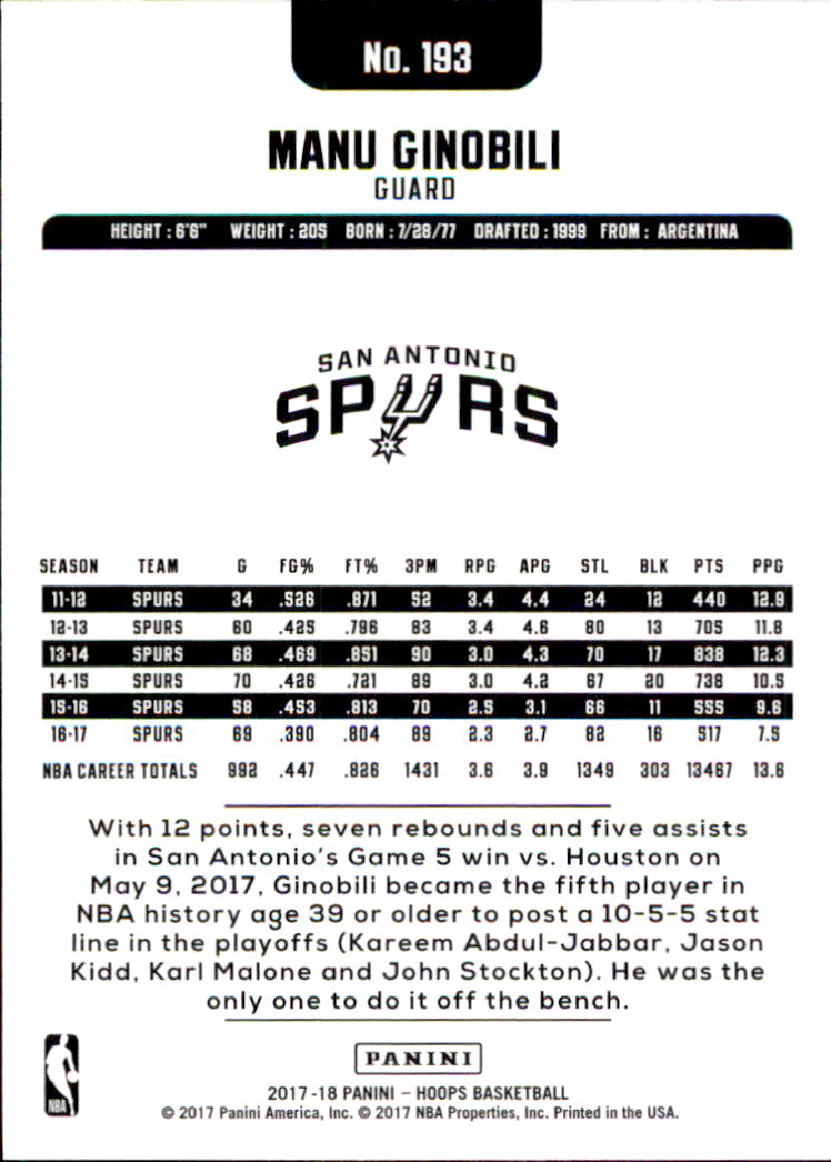Manu Ginobili cards (2003-2018) Spurs - You Choose - Picture 159 of 163