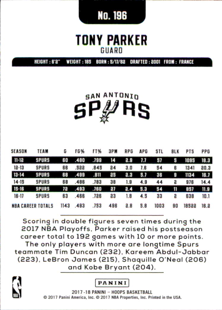 Tony Parker cards (2002-2018) Spurs Hornets - You Choose - Picture 203 of 227