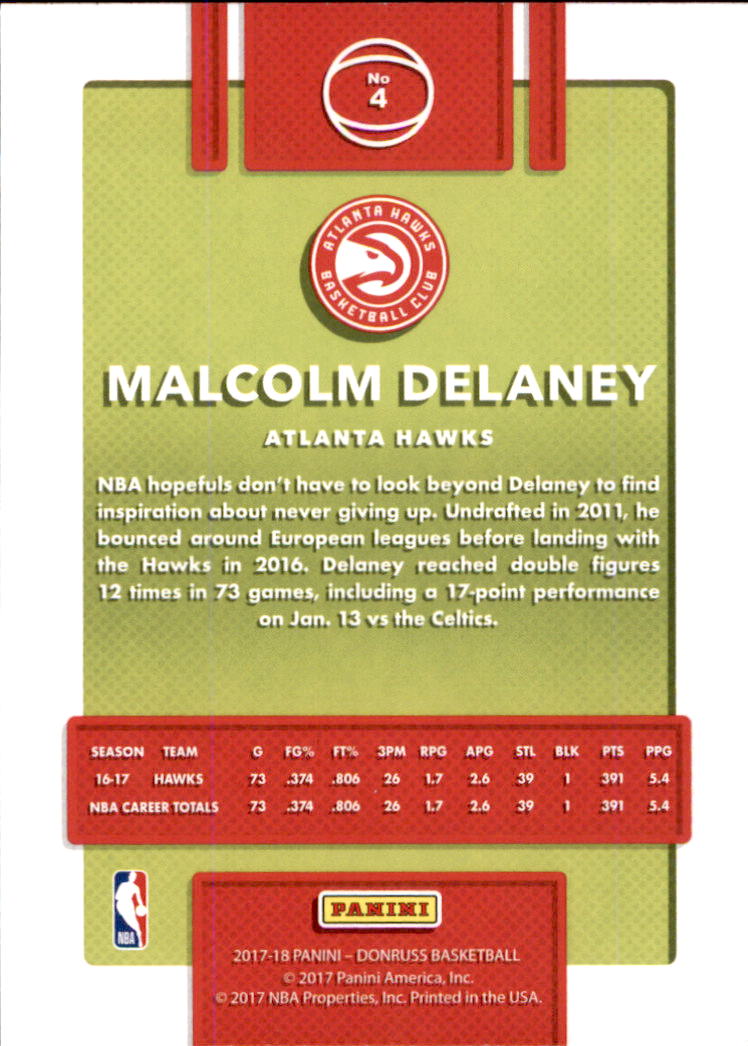 2017-18 Donruss #4 Malcolm Delaney back image