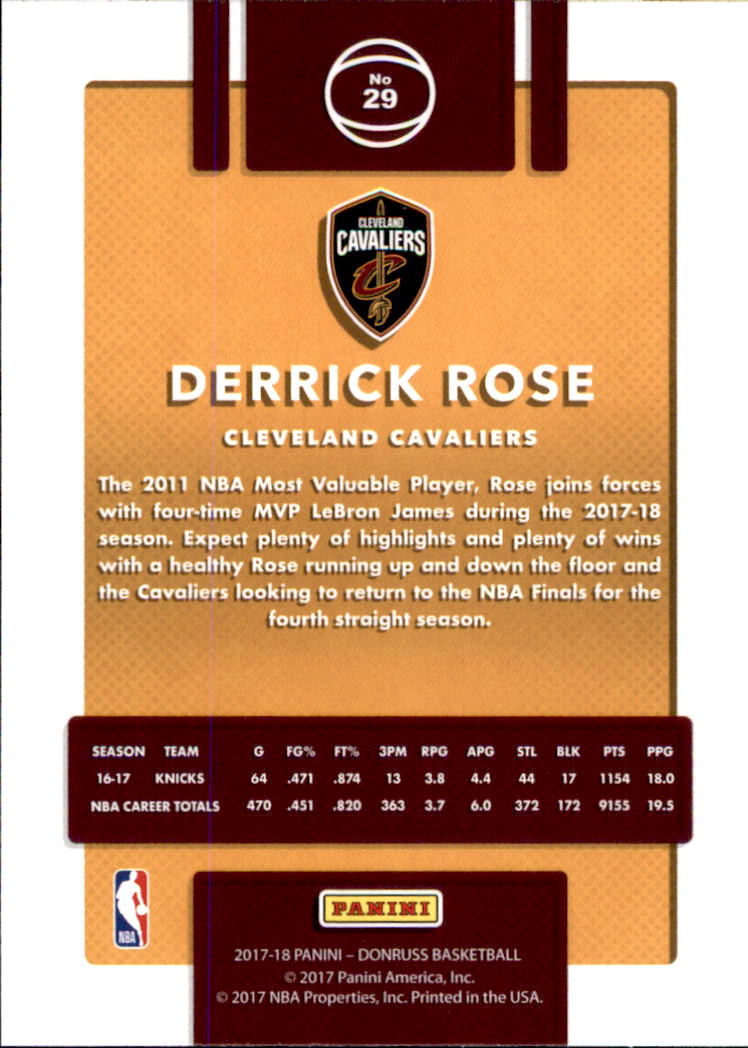 2017-18 Donruss #29 Derrick Rose back image