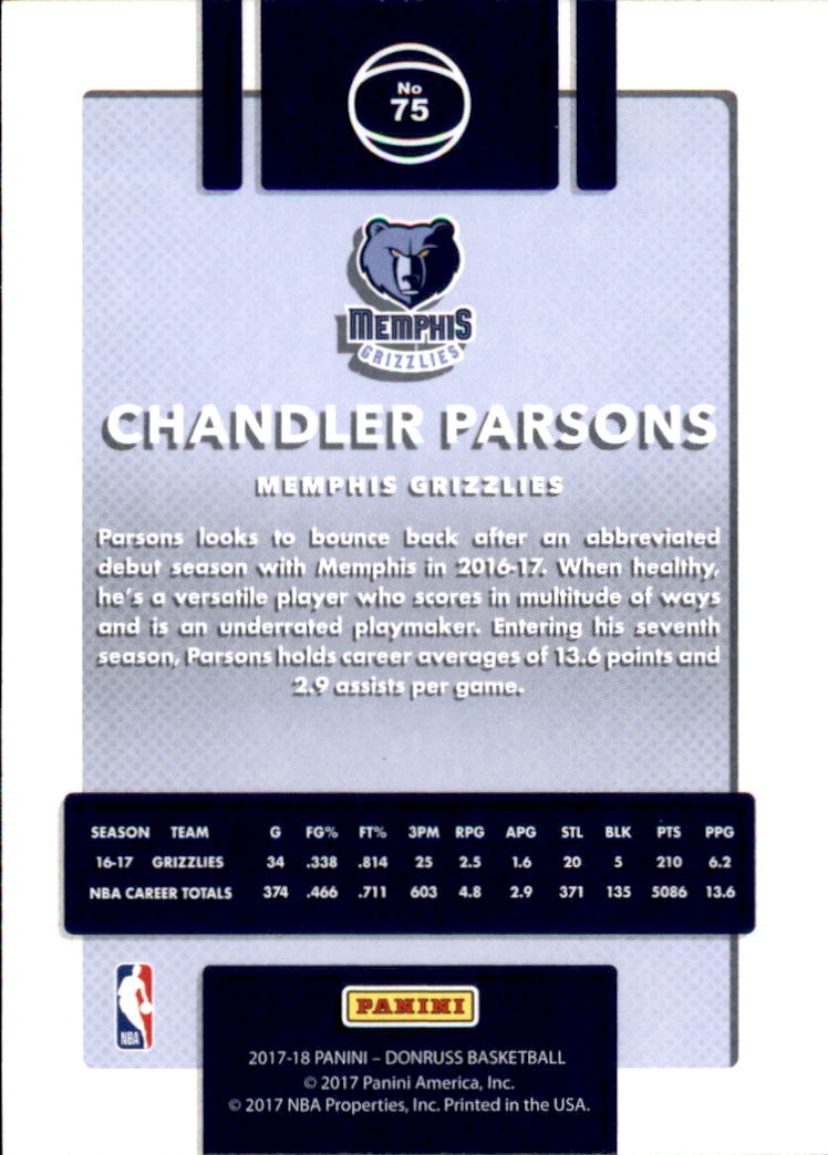 2017-18 Donruss #75 Chandler Parsons back image