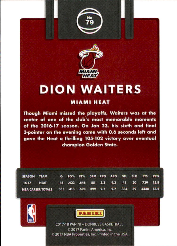 2017-18 Donruss #79 Dion Waiters back image