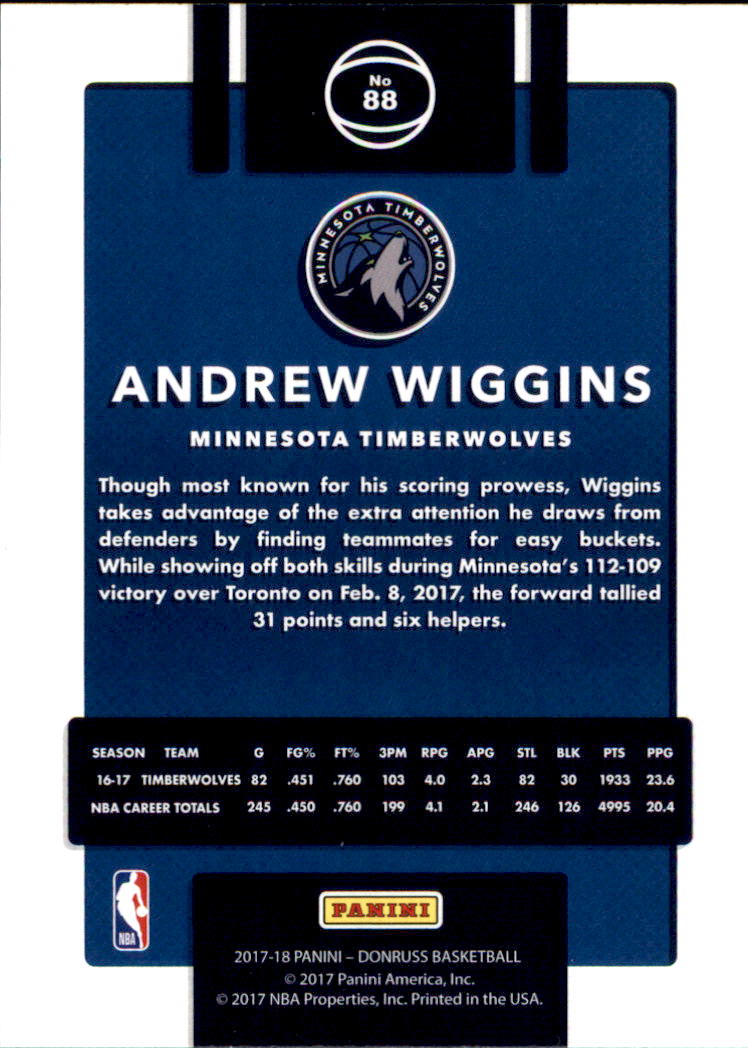 2017-18 Donruss #88 Andrew Wiggins back image