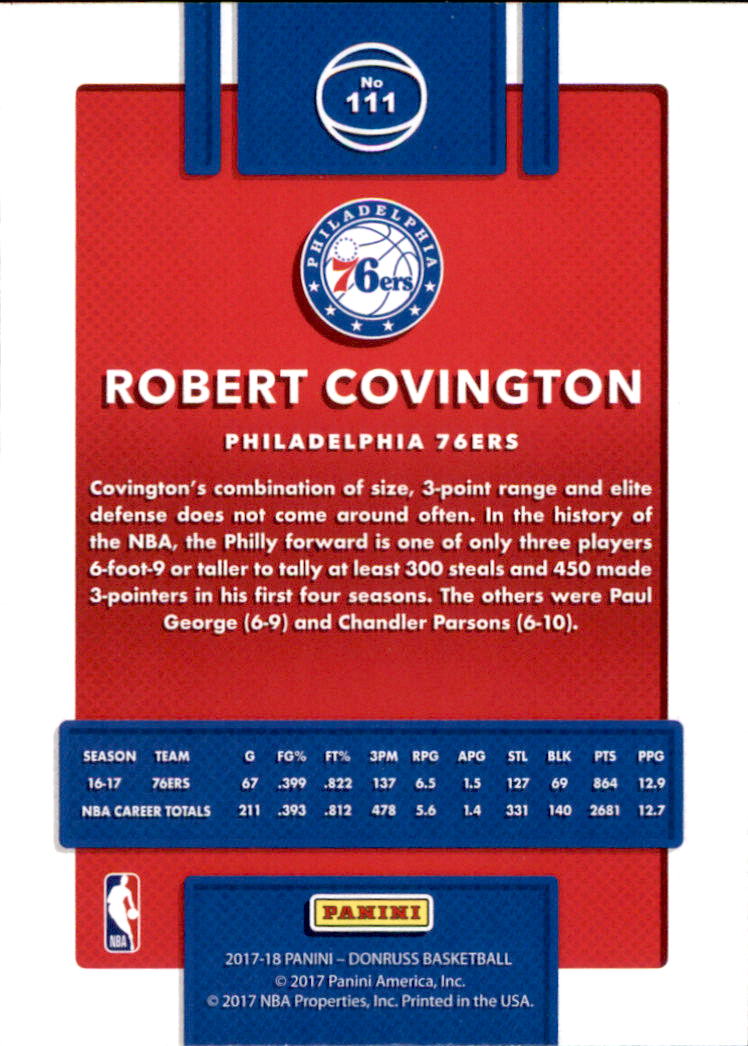 2017-18 Donruss #111 Robert Covington back image