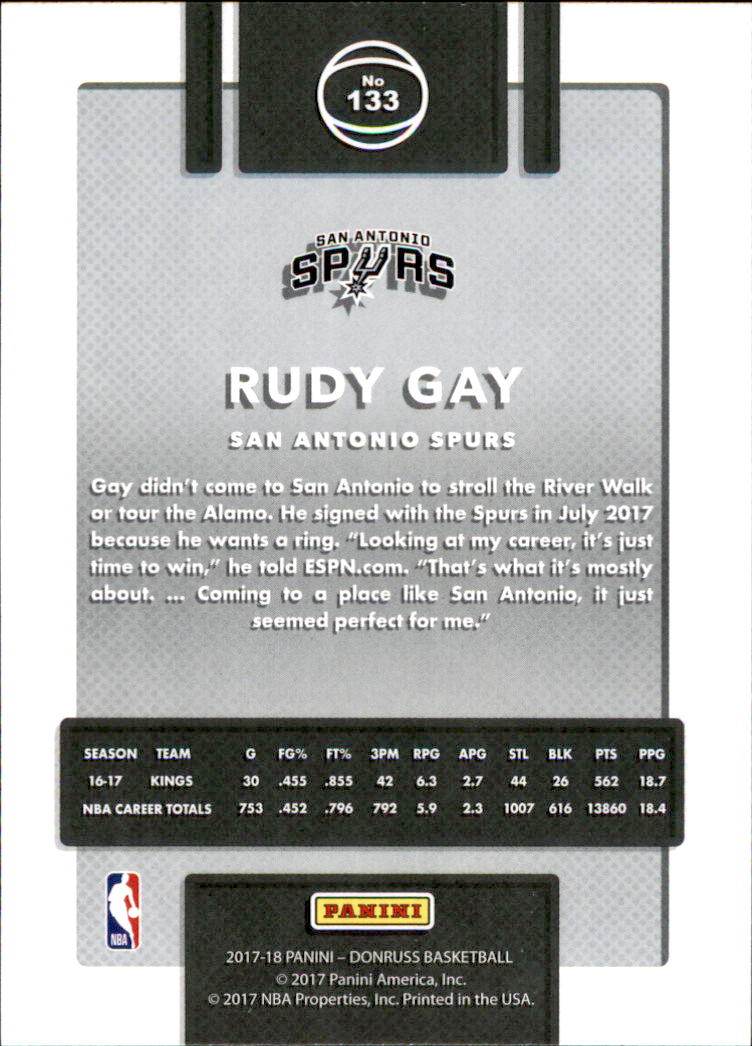 2017-18 Donruss #133 Rudy Gay back image