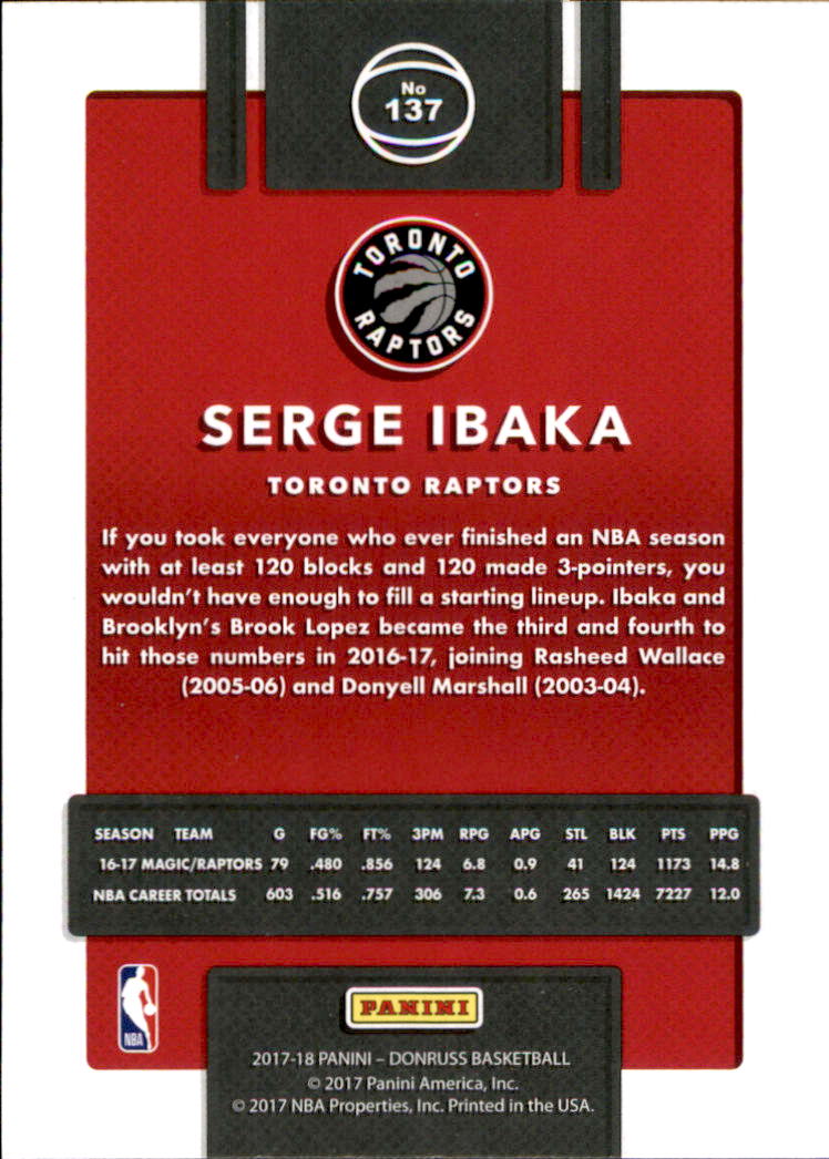 2017-18 Donruss #137 Serge Ibaka back image