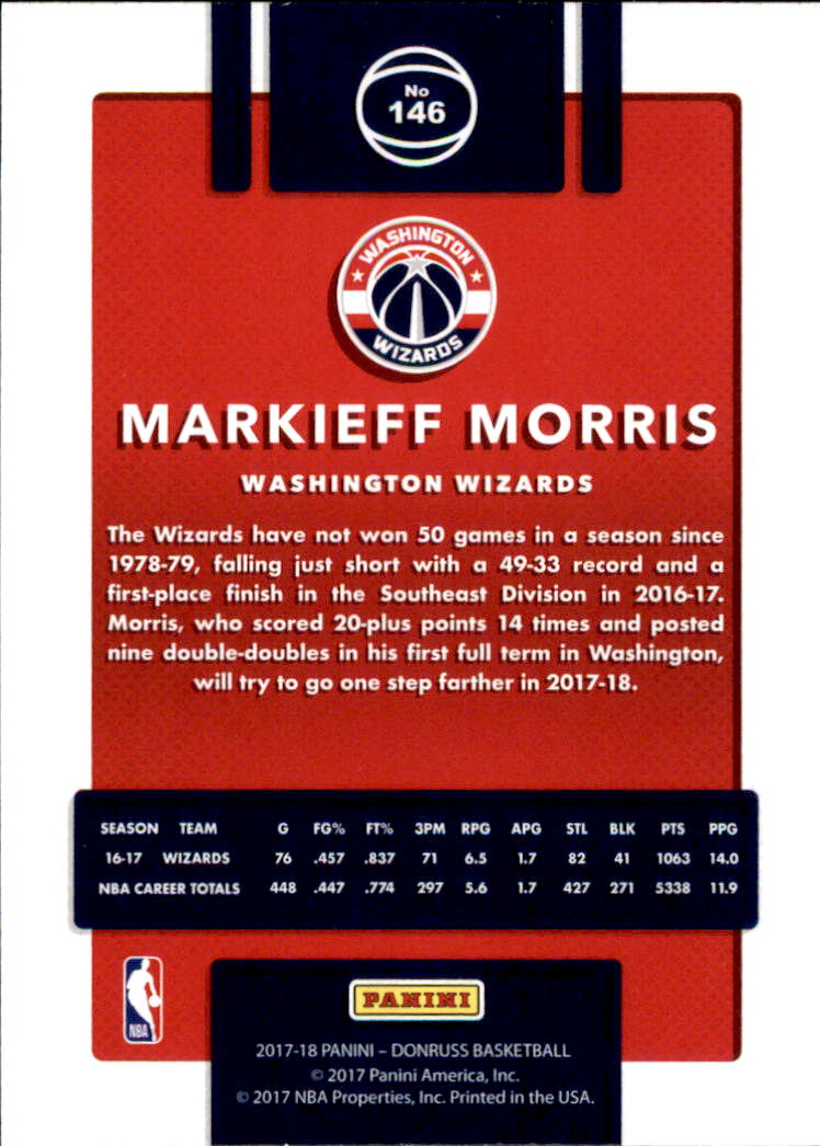 2017-18 Donruss #146 Markieff Morris back image