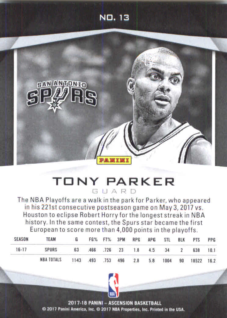 Tony Parker cards (2002-2018) Spurs Hornets - You Choose - Picture 205 of 227