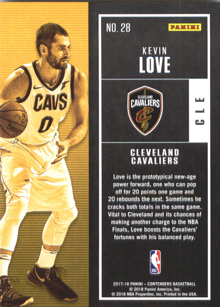 2017-18 Panini Contenders #28 Kevin Love back image