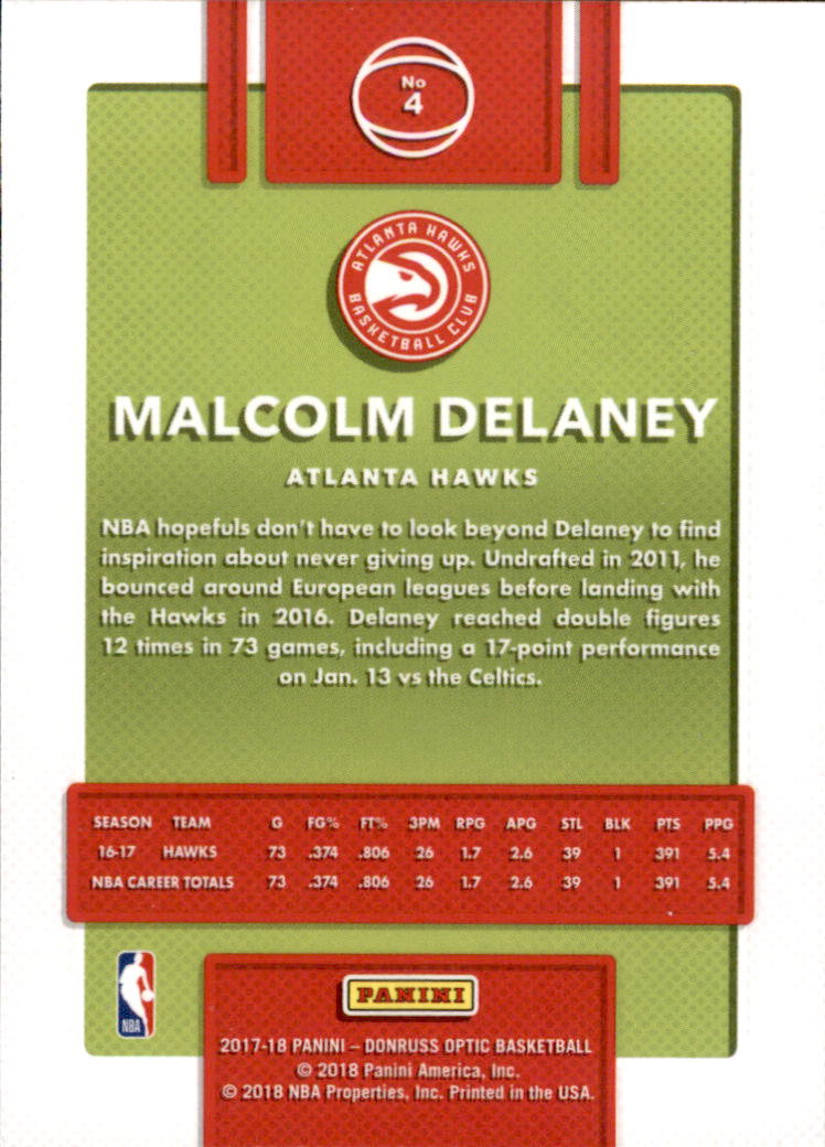 2017-18 Donruss Optic #4 Malcolm Delaney back image