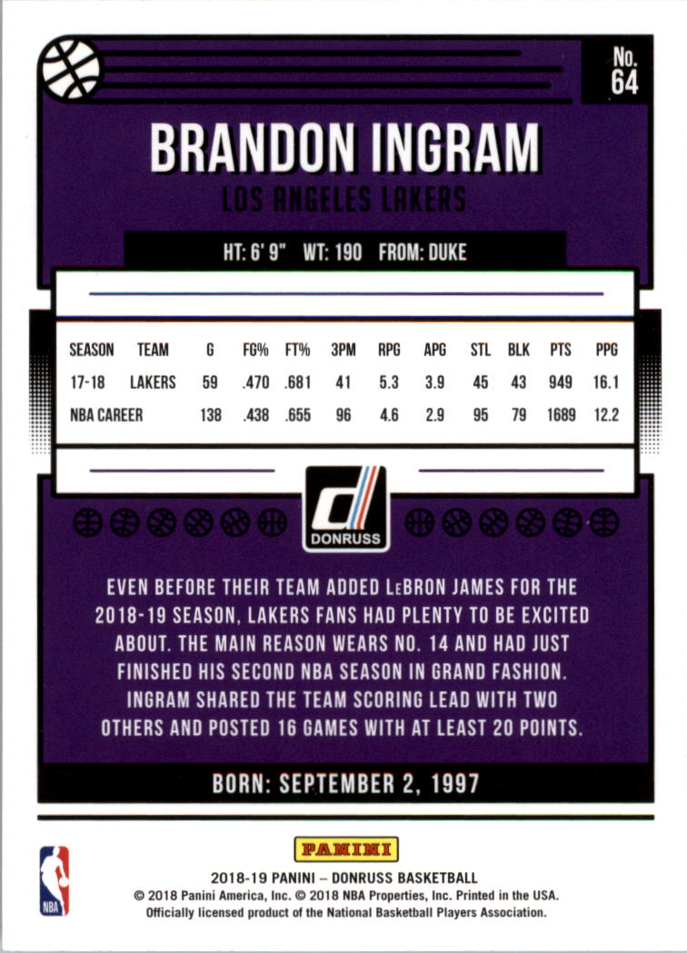 A9993- 2018-19 Donruss Bk Card #s 1-200 +Inserts -You Pick- 15+ FREE US SHIP - Picture 127 of 461