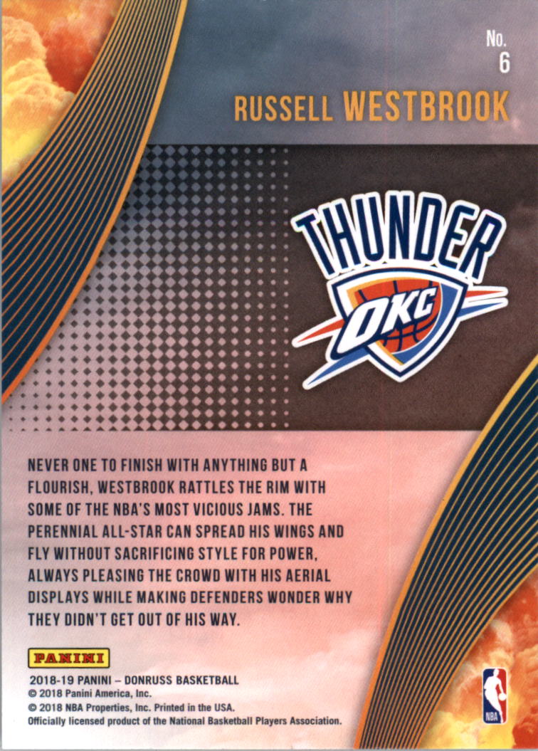 2018-19 Donruss All Clear for Takeoff Press Proof #6 Russell Westbrook back image