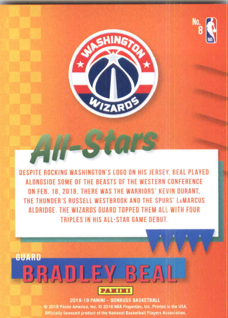 2018-19 Donruss All-Stars #8 Bradley Beal back image