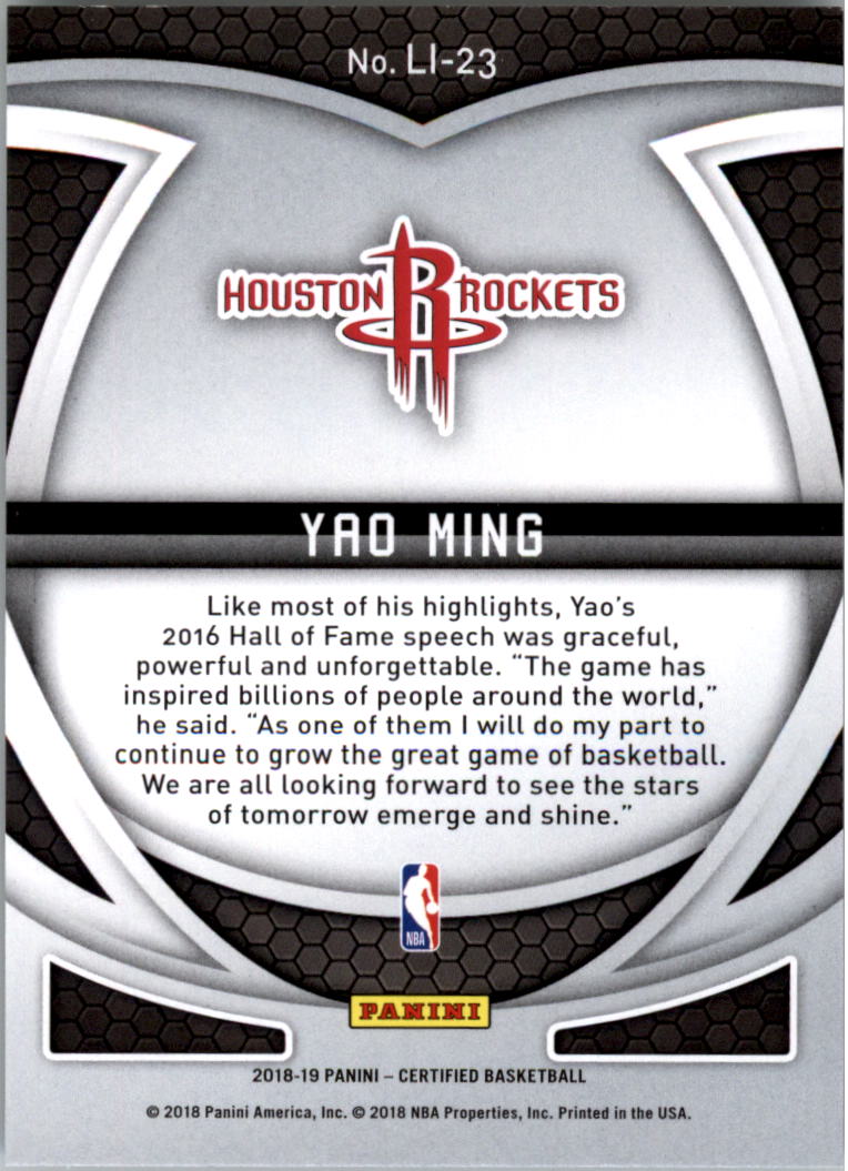 2018-19 Certified Lasting Impressions #23 Yao Ming back image