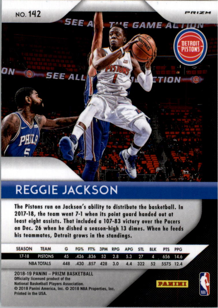 2018-19 Panini Prizm Prizms Red White and Blue #142 Reggie Jackson