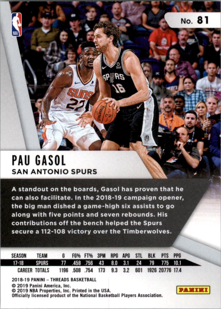 A4499- 2018-19 Panini Threads Bk Card #s 1-100 -You Pick- 15+ FREE US SHIP - Picture 65 of 79