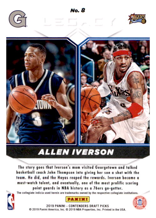 2019-20 Panini Contenders Draft Picks Legacy #8 Allen Iverson back image