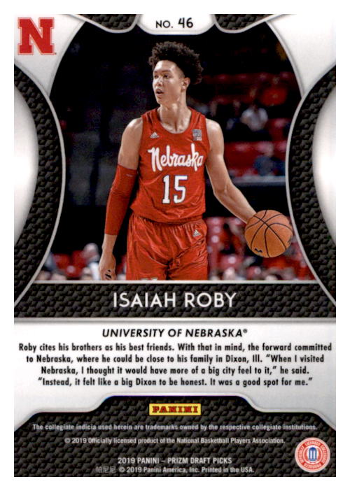 2019-20 Panini Prizm Draft #46 Isaiah Roby Nebraska Cornhuskers Basketball Card
