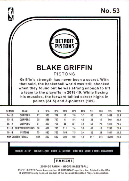 2019-20 Hoops #53 Blake Griffin back image
