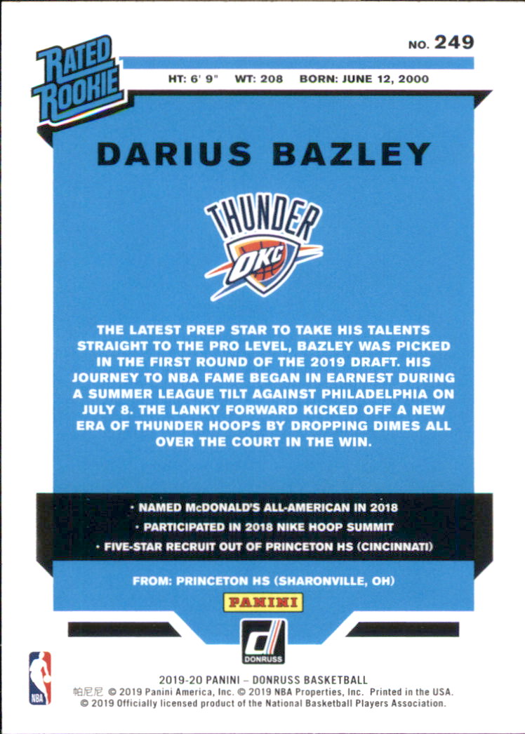 2019-20 Donruss Basketball Card Pick (Base)