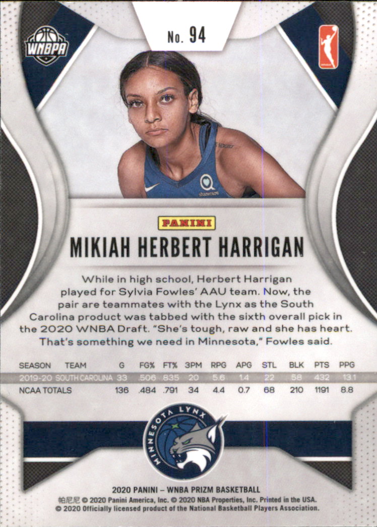 2020 Panini Prizm WNBA #94 Mikiah Herbert Harrigan back image